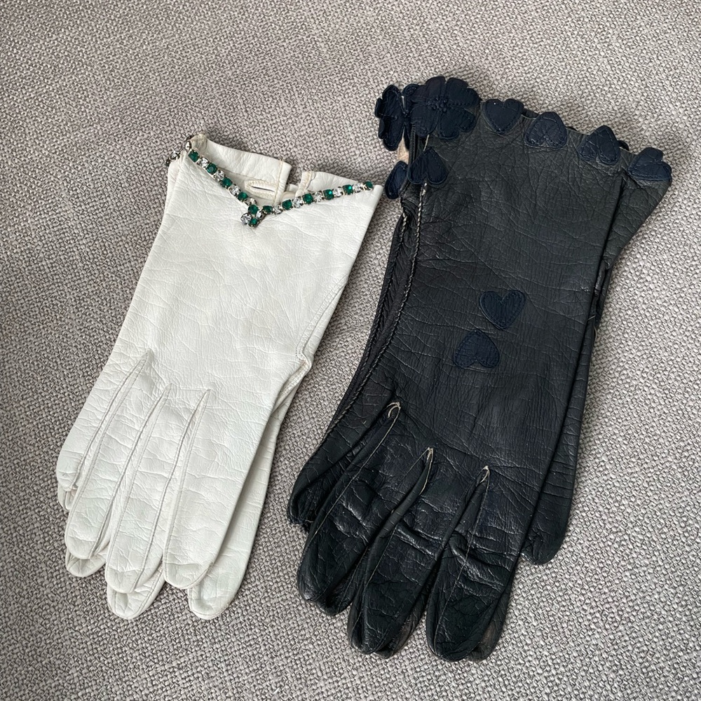 Vintage 2 pair kid leather gloves